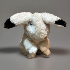 Dollibu Bunny Rabbit Beige Plush Stuffed Animal Black Tip Ears Soft 8" Easter